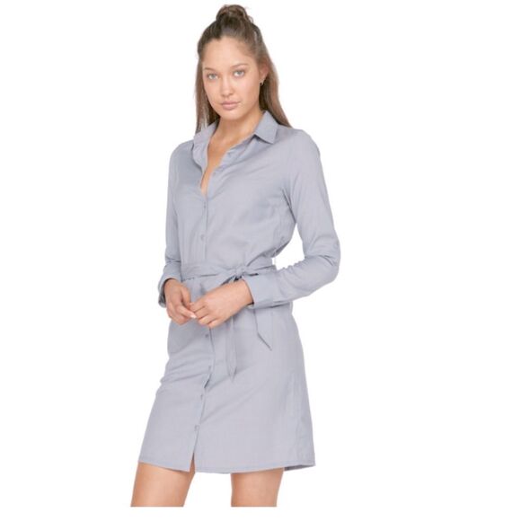 Icebreaker Destiny Merino Wool Shirt Dress in Gray S - Picture 1 of 16